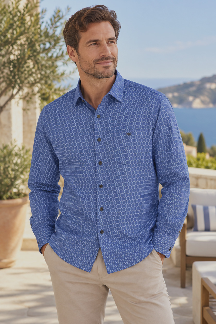 Johnnie-O Finley Hangin’ Out Button Up Shirt Mens Large Laguna Blue